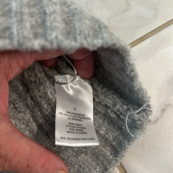 Pink Rose Gray Cowl Neck Cable Knit Sweater - Picture 3 of 5